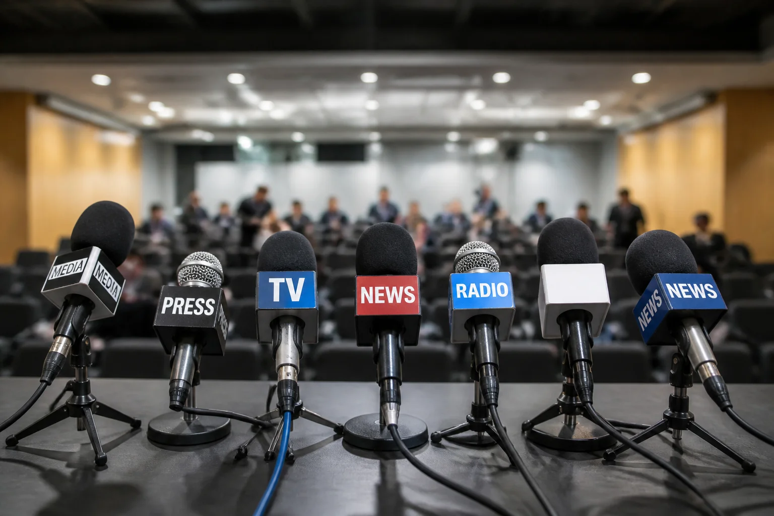 Microphones de conférence de presse pour l'annonce européenne